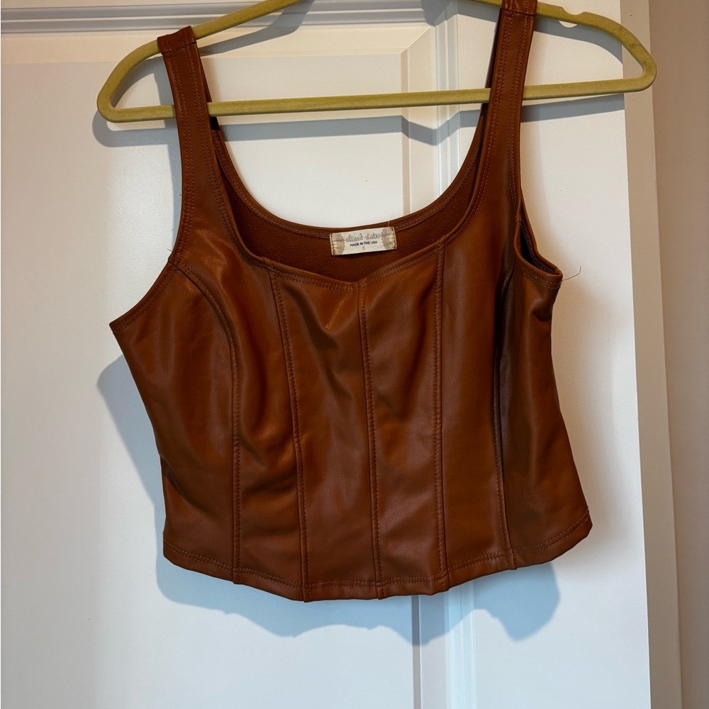 Altar’d State Brown Faux Leather Corset Top